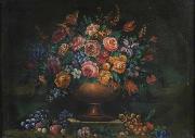 Johann Wilhelm Preyer Vase filled with flowers oil